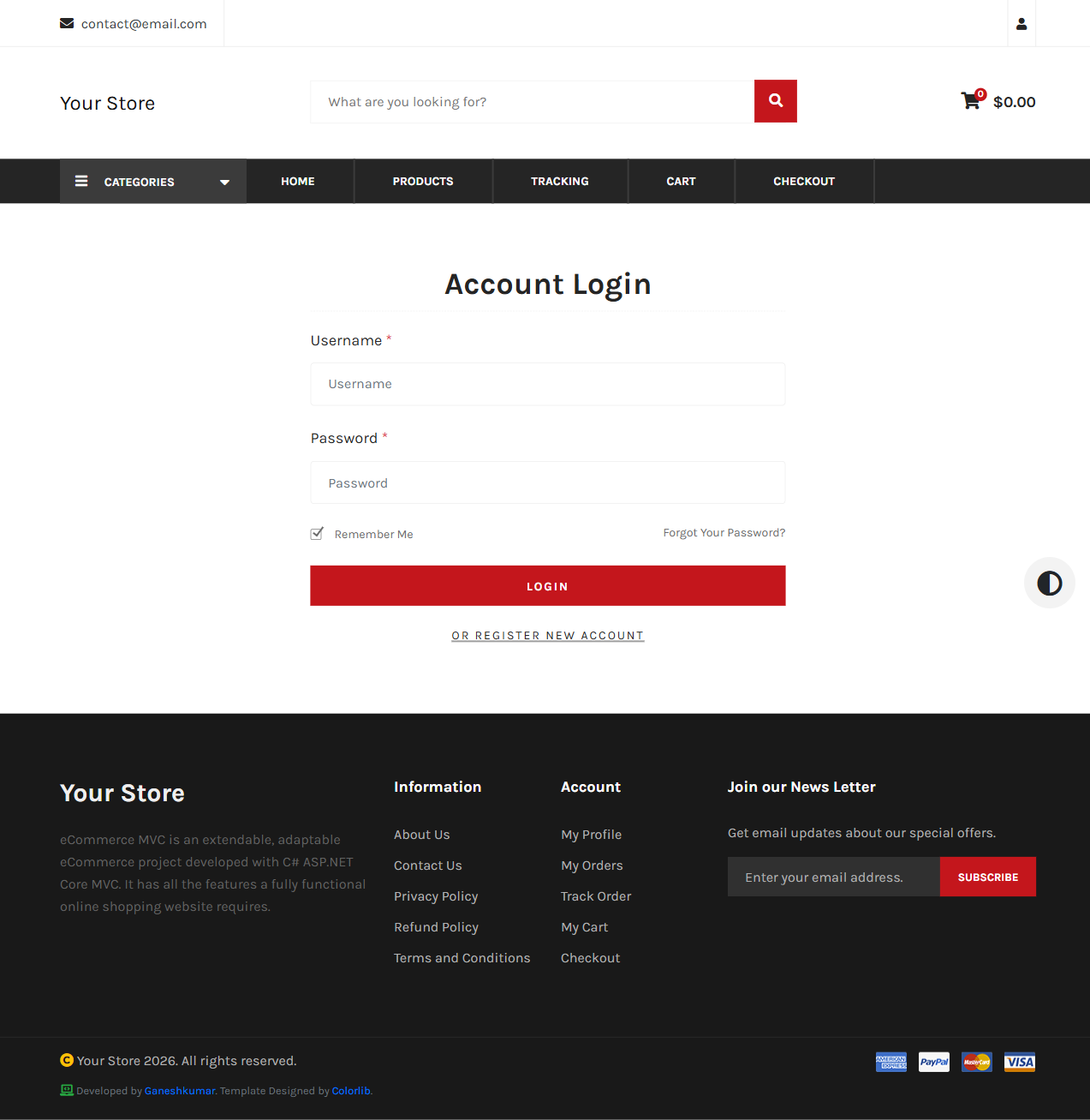 Login page reached via a redirect from the Dashboard